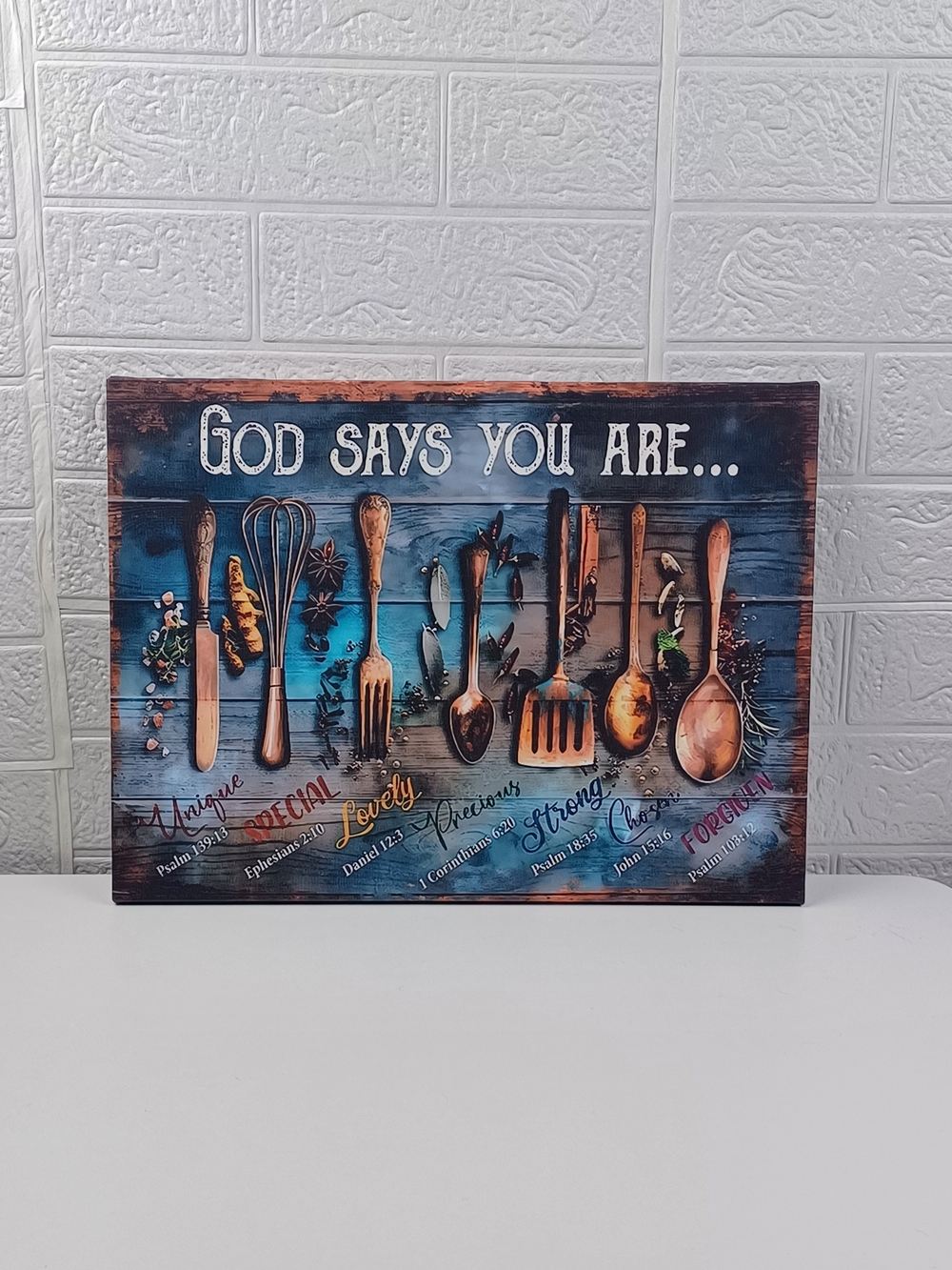 God Says You Are Bible Verse Canvas Farmhouse Kitchen Wall Art Decor 11.8x15.7in